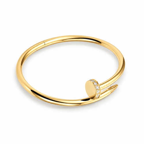🔩 Cuff Bracelet | Gold-Tone Metal | Daily Wear | Jewelry Lovers | Nail-Inspired Sparkle