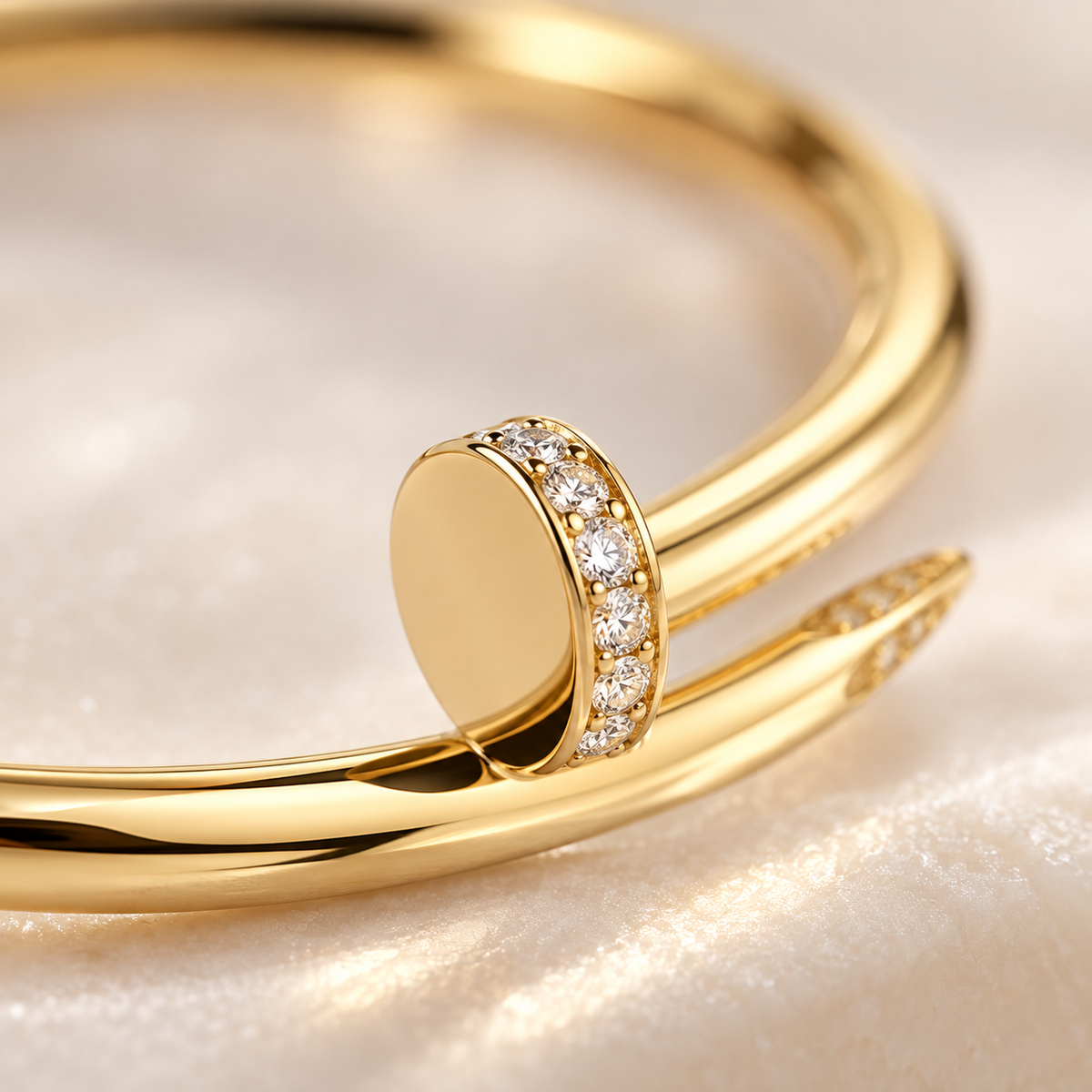 🔩 Cuff Bracelet | Gold-Tone Metal | Daily Wear | Jewelry Lovers | Nail-Inspired Sparkle