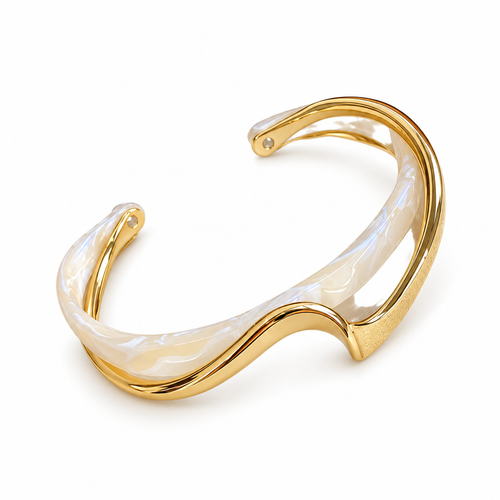🤍 Cuff Bracelet | Eco Resin | Daily Styling | Modern Women | Sculptural Wave Finish