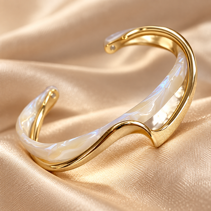 🤍 Cuff Bracelet | Eco Resin | Daily Styling | Modern Women | Sculptural Wave Finish