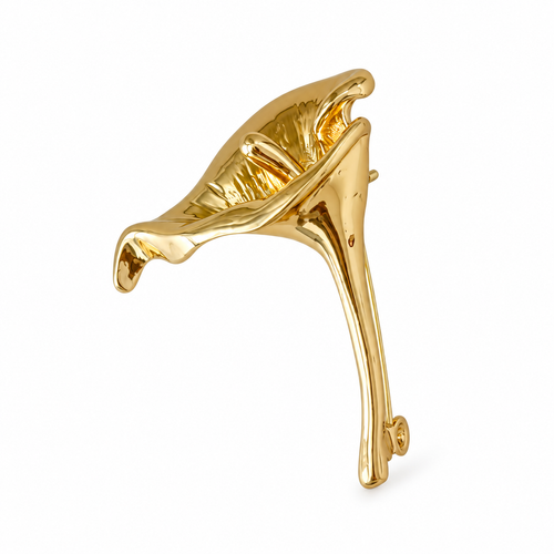 🌼 Floral Brooch | Gold-Tone Metal | Elegant Styling | Vintage Lovers | Calla Lily Shape
