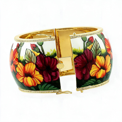 🌺 Enamel Cuff Bracelet | Party Style | Gift-Worthy Floral Art