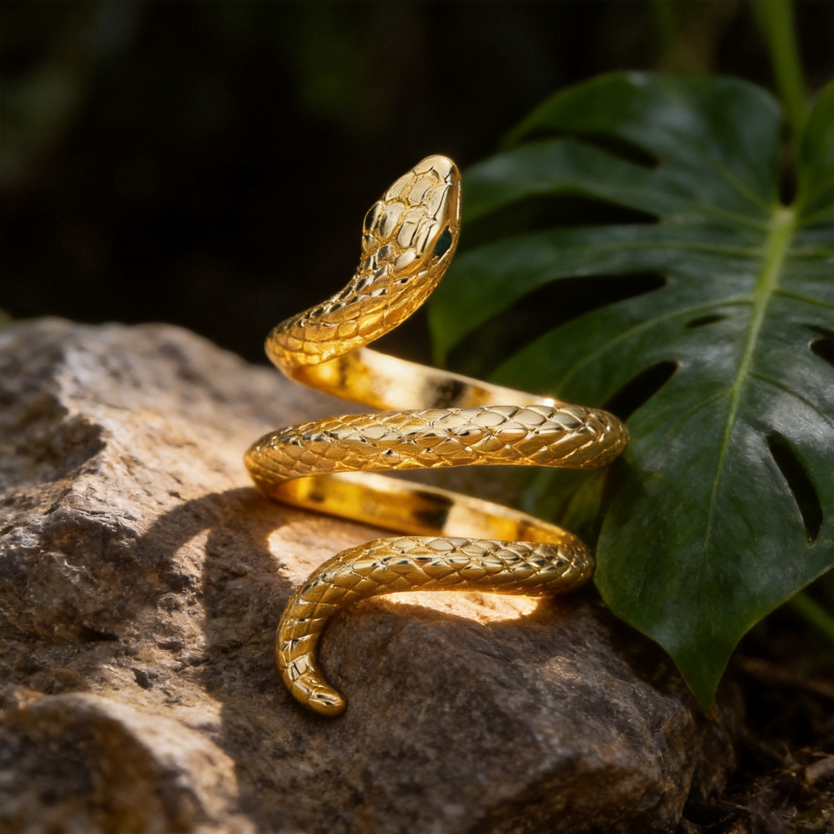 🐍 Snake Ring | Gold-Tone | Evening Wear | Her | Serpent Design