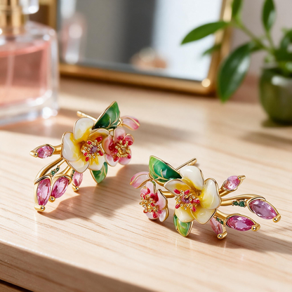 🌺 Floral Earrings | Enamel | Spring Style | Gifts for Her