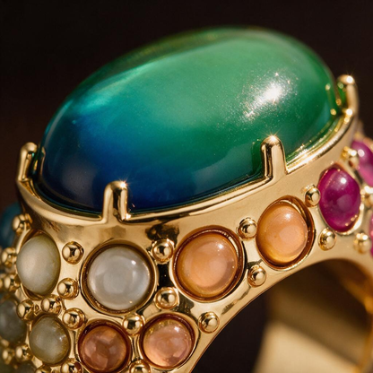 💍 Cocktail Ring | Gold-Tone | Evening Wear | Her Gift | Jewel-Tone