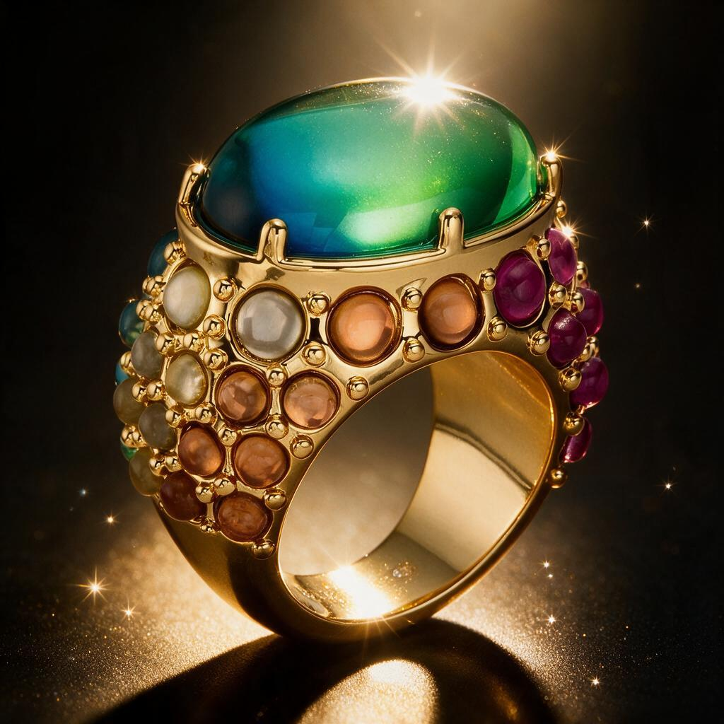 💍 Cocktail Ring | Gold-Tone | Evening Wear | Her Gift | Jewel-Tone
