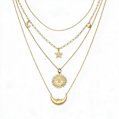 🌙 Layered Necklaces | Gold-Tone Gifts for Her | Celestial Charms
