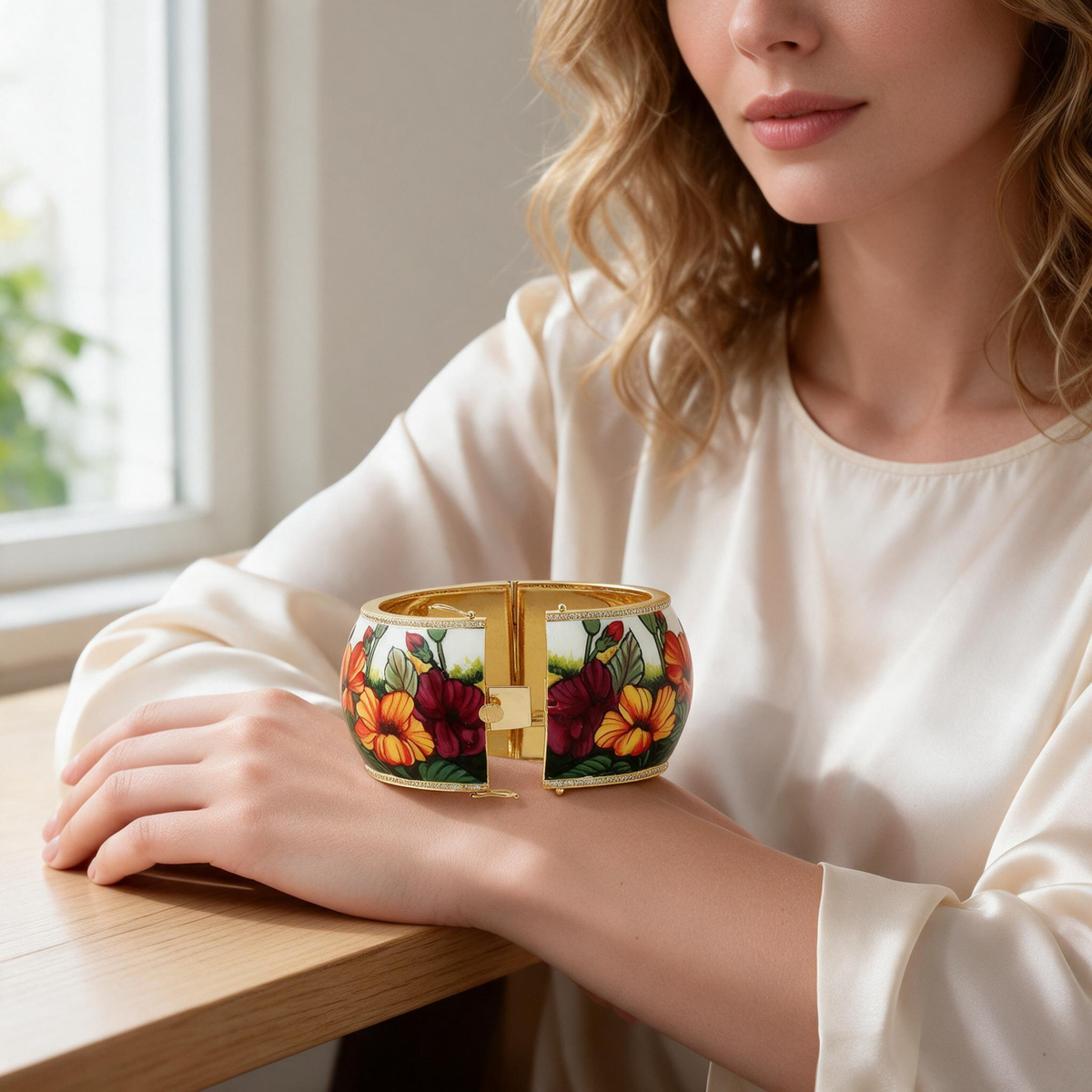 🌺 Enamel Cuff Bracelet | Party Style | Gift-Worthy Floral Art