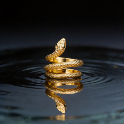 🐍 Snake Ring | Gold-Tone | Evening Wear | Her | Serpent Design