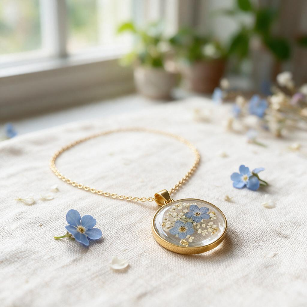 🌼 Floral Necklace | Glass Pendant | Daily Gift for Her