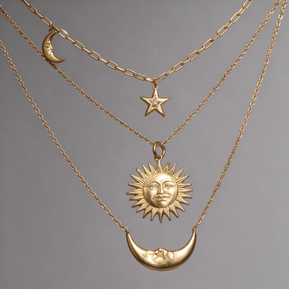 🌙 Layered Necklaces | Gold-Tone Gifts for Her | Celestial Charms