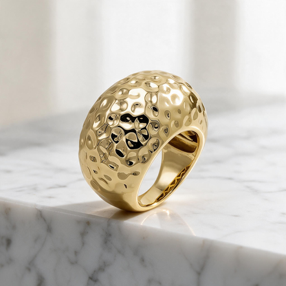 ✨ Cocktail Ring | Hammered Gold-Tone | Everyday Elegance for Her