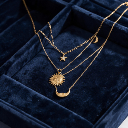 🌙 Layered Necklaces | Gold-Tone Gifts for Her | Celestial Charms