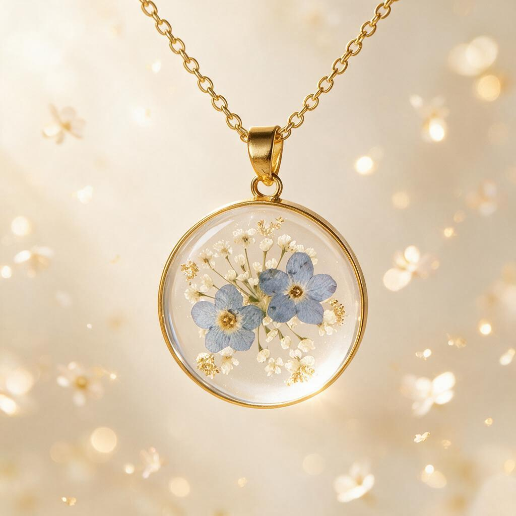 🌼 Floral Necklace | Glass Pendant | Daily Gift for Her