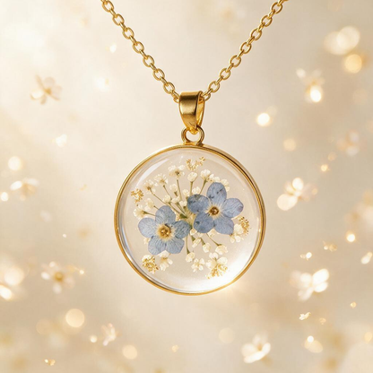 🌼 Floral Necklace | Glass Pendant | Daily Gift for Her