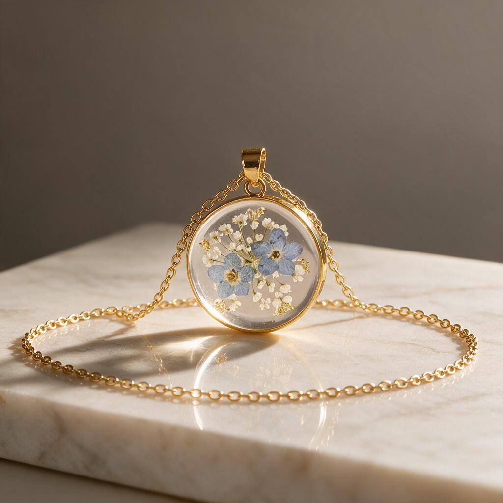 🌼 Floral Necklace | Glass Pendant | Daily Gift for Her