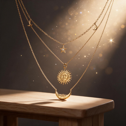 🌙 Layered Necklaces | Gold-Tone Gifts for Her | Celestial Charms