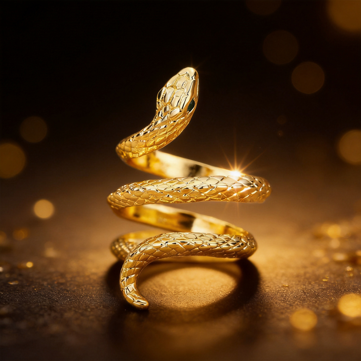 🐍 Snake Ring | Gold-Tone | Evening Wear | Her | Serpent Design