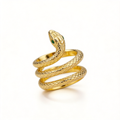 🐍 Snake Ring | Gold-Tone | Evening Wear | Her | Serpent Design