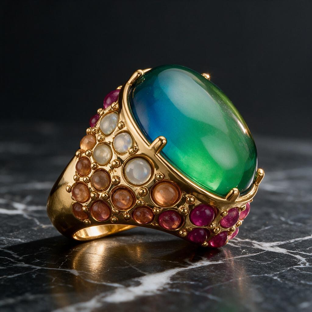 💍 Cocktail Ring | Gold-Tone | Evening Wear | Her Gift | Jewel-Tone