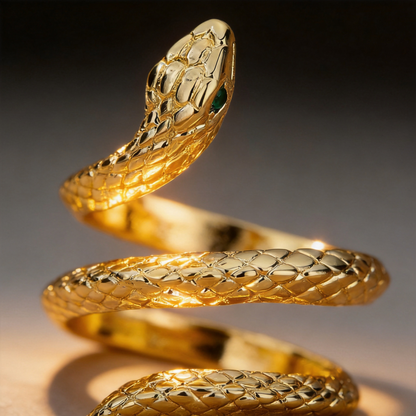 🐍 Snake Ring | Gold-Tone | Evening Wear | Her | Serpent Design