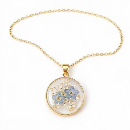 🌼 Floral Necklace | Glass Pendant | Daily Gift for Her