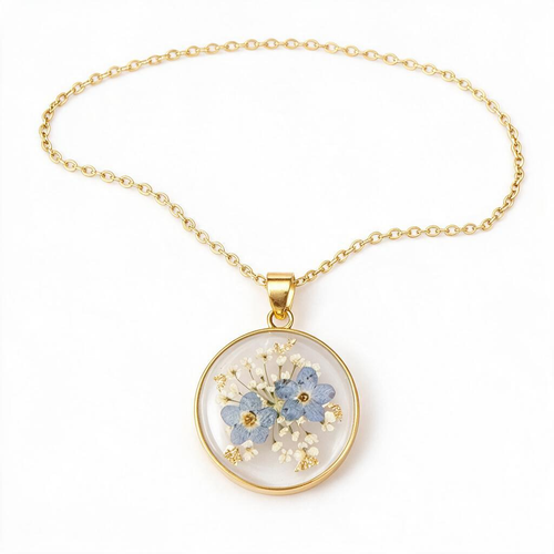 🌼 Floral Necklace | Glass Pendant | Daily Gift for Her