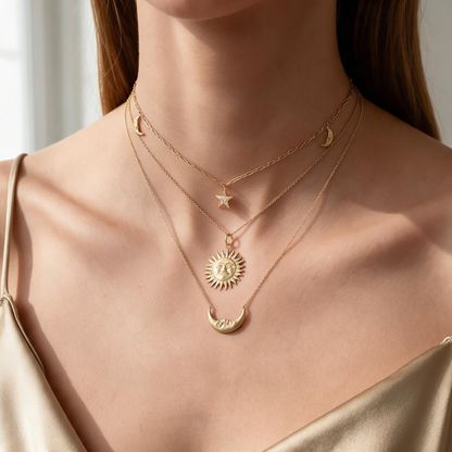 🌙 Layered Necklaces | Gold-Tone Gifts for Her | Celestial Charms