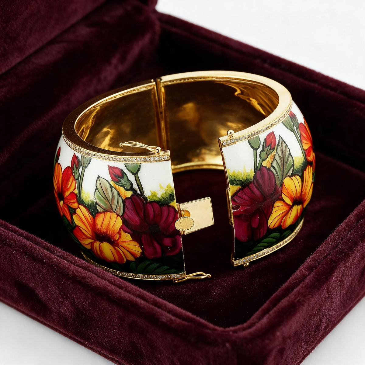 🌺 Enamel Cuff Bracelet | Party Style | Gift-Worthy Floral Art