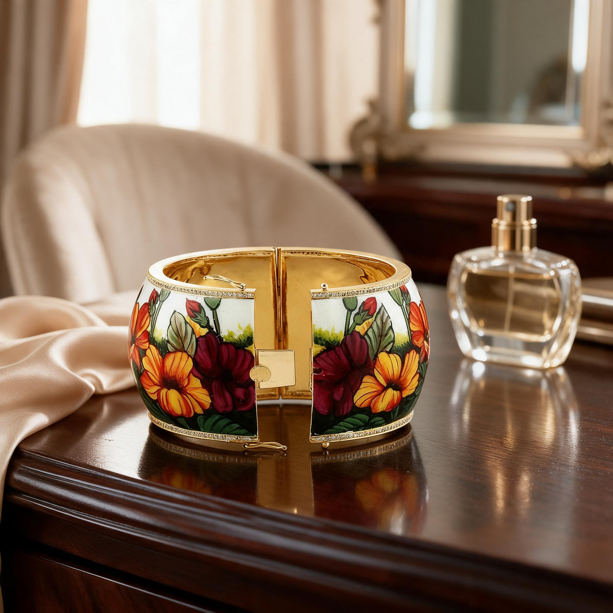 🌺 Enamel Cuff Bracelet | Party Style | Gift-Worthy Floral Art