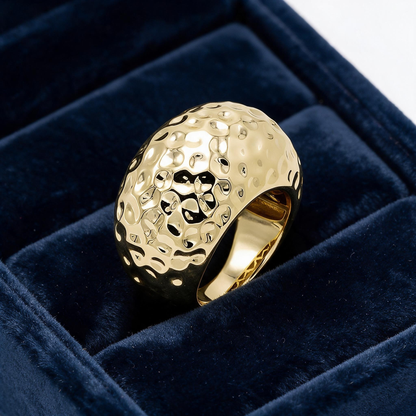 ✨ Cocktail Ring | Hammered Gold-Tone | Everyday Elegance for Her
