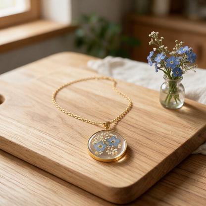 🌼 Floral Necklace | Glass Pendant | Daily Gift for Her