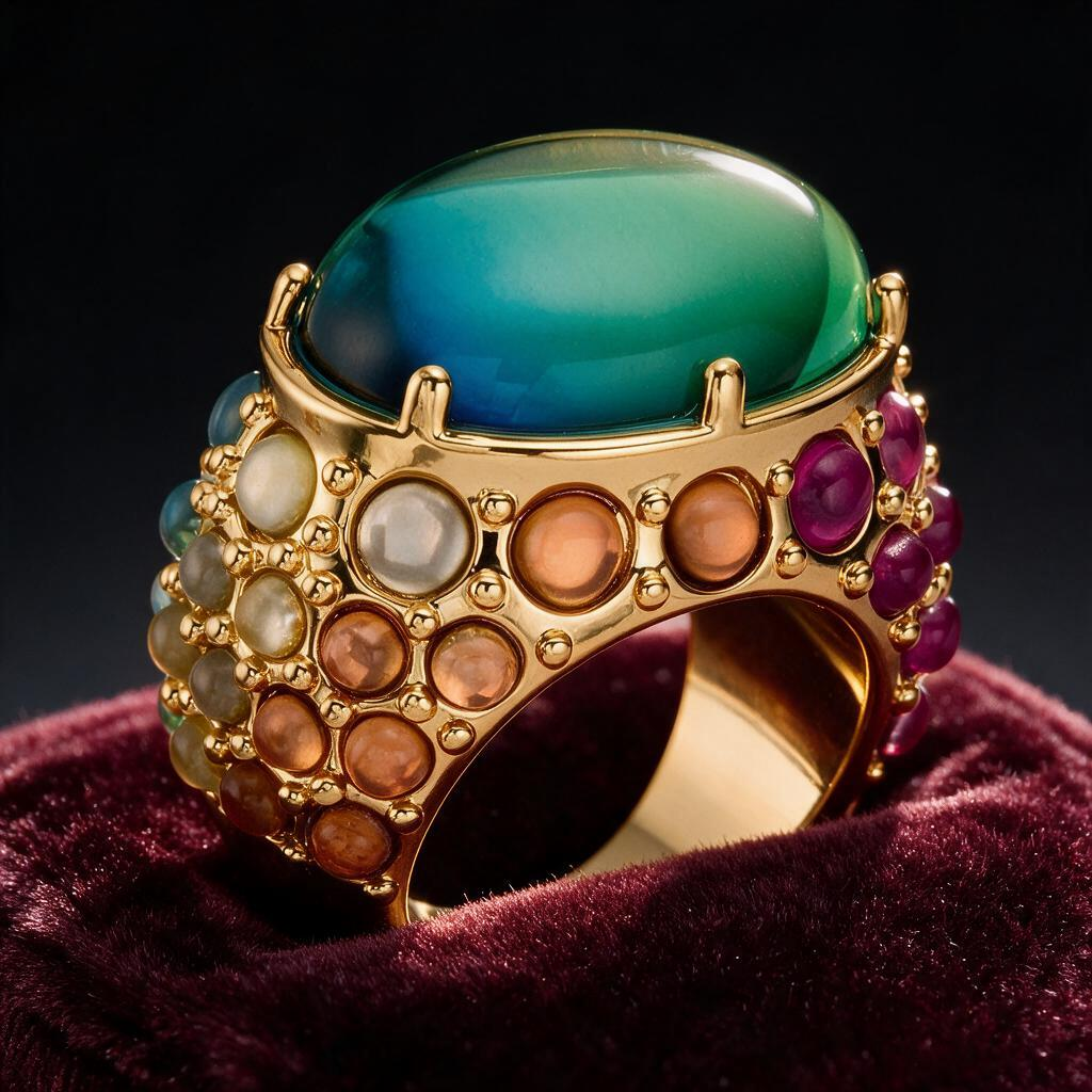 💍 Cocktail Ring | Gold-Tone | Evening Wear | Her Gift | Jewel-Tone