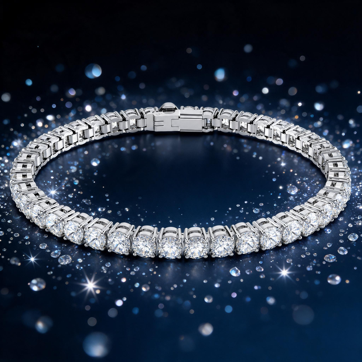 💎 Tennis Bracelet | Silver-Tone | Evening | Gifts for Her | Sparkle