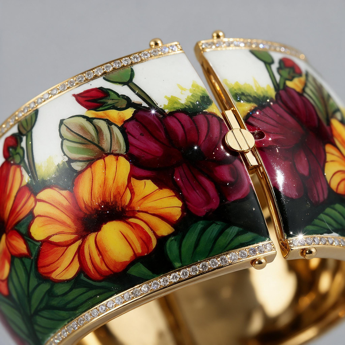 🌺 Enamel Cuff Bracelet | Party Style | Gift-Worthy Floral Art